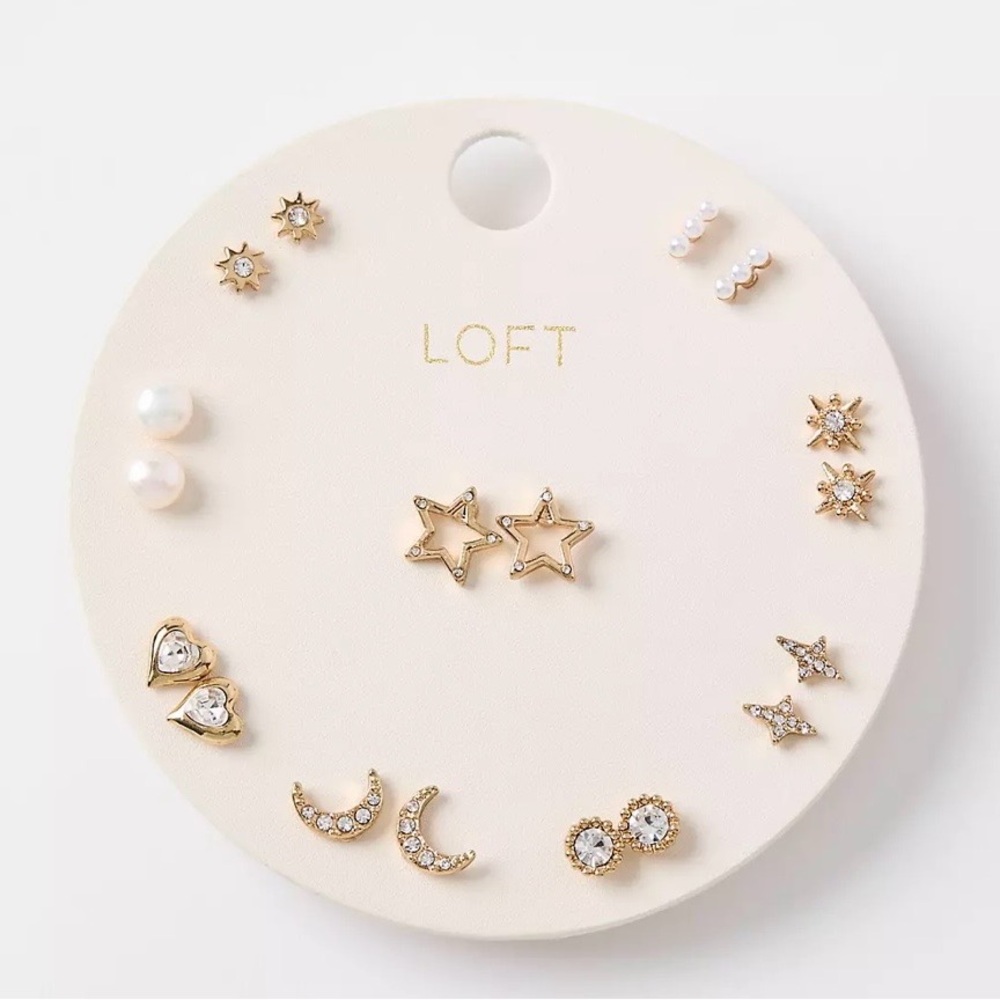 NWT LOFT Gold Celestial Earring Set